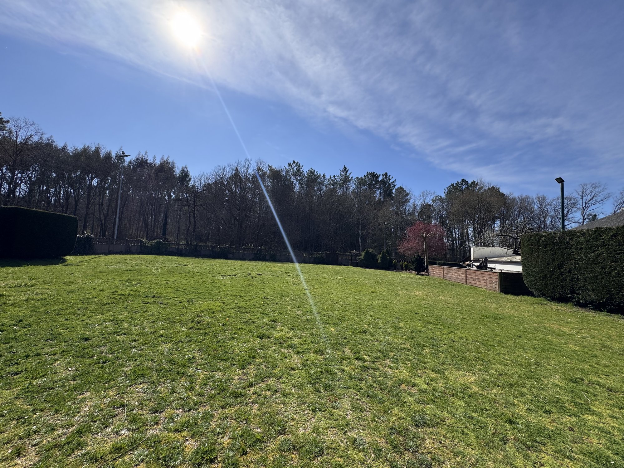 Estate grounds under blue sky