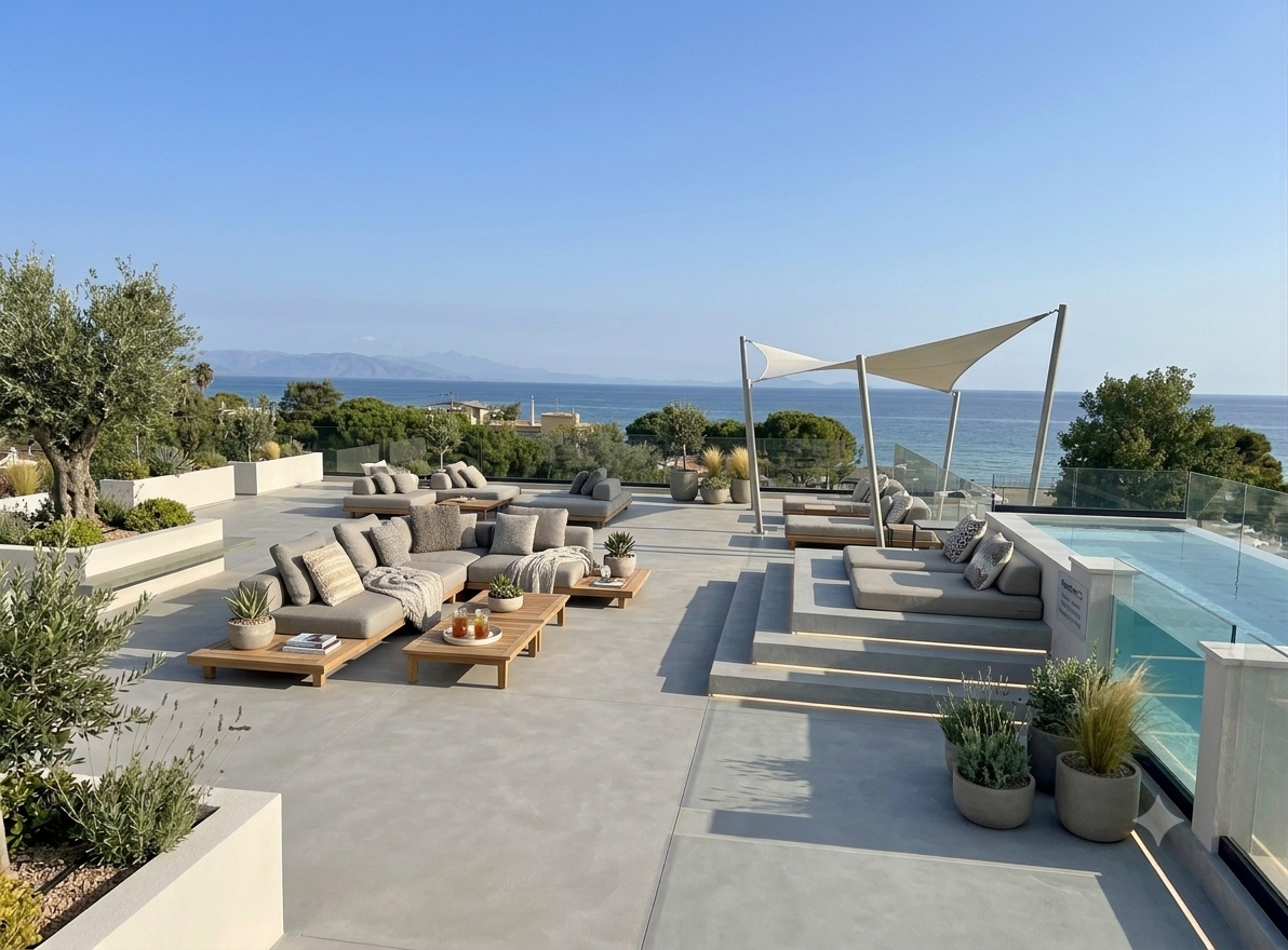 Artist rendition of the Project Marathon rooftop terrace and pool