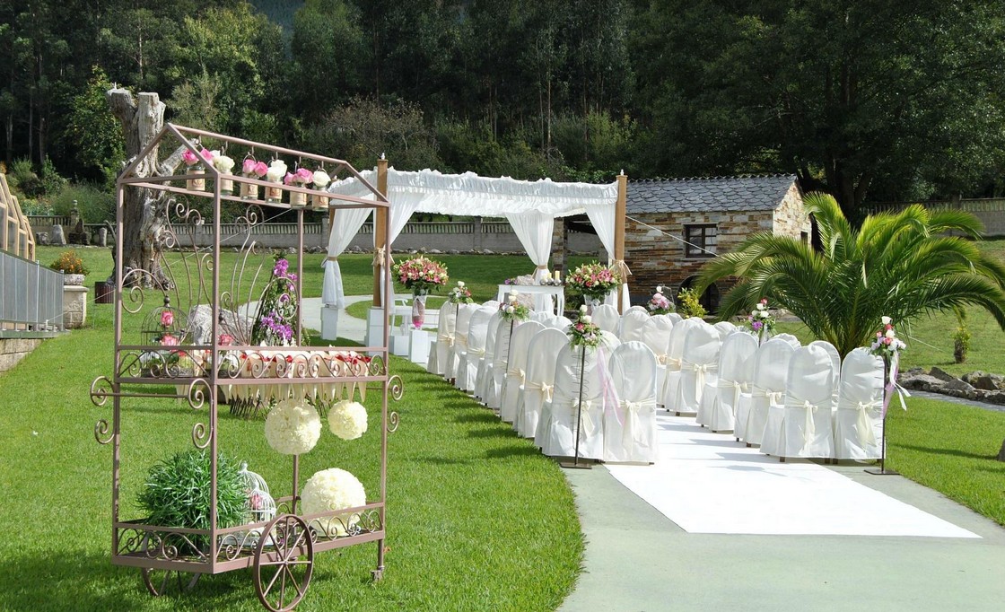 Outdoor wedding ceremony setup